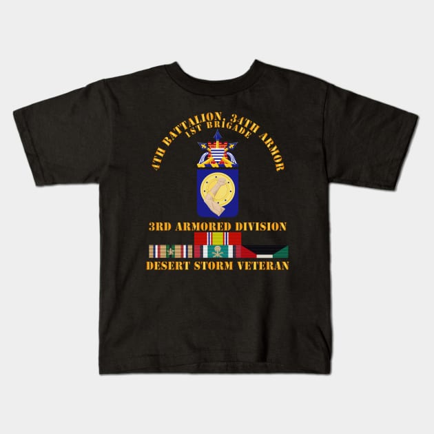 4th Bn, 34th Armor - 3rd Armored Div - Desert Storm Veteran Kids T-Shirt by twix123844